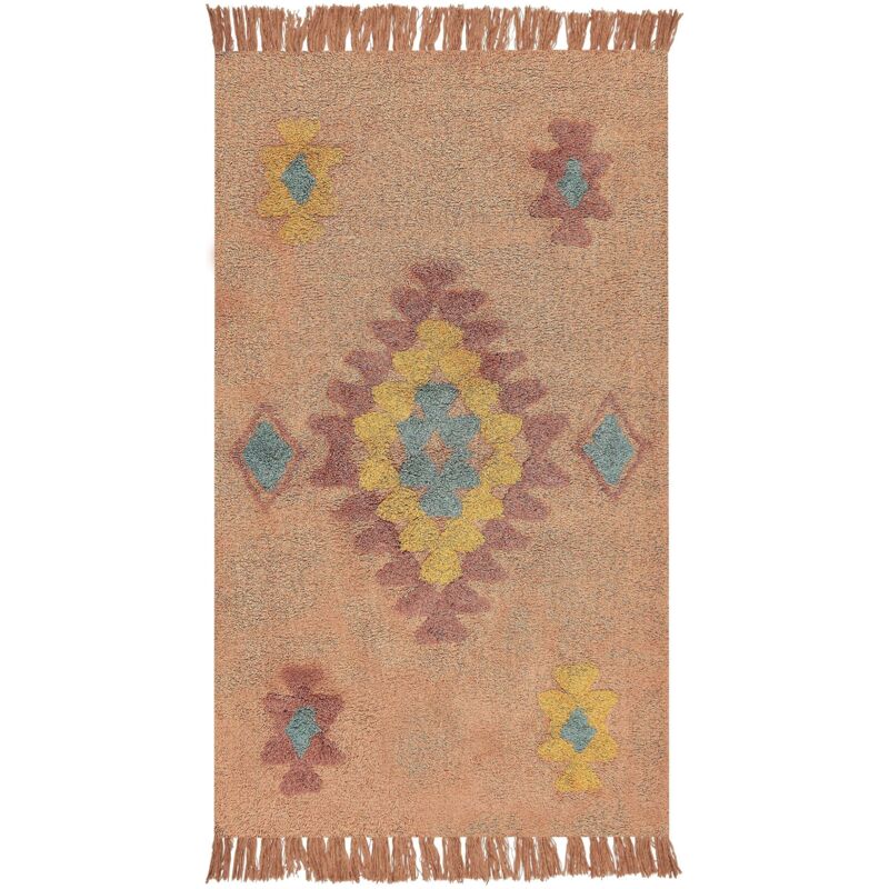 Beliani Teppich Igdir Orange 80 X 150 Cm Baumwolle