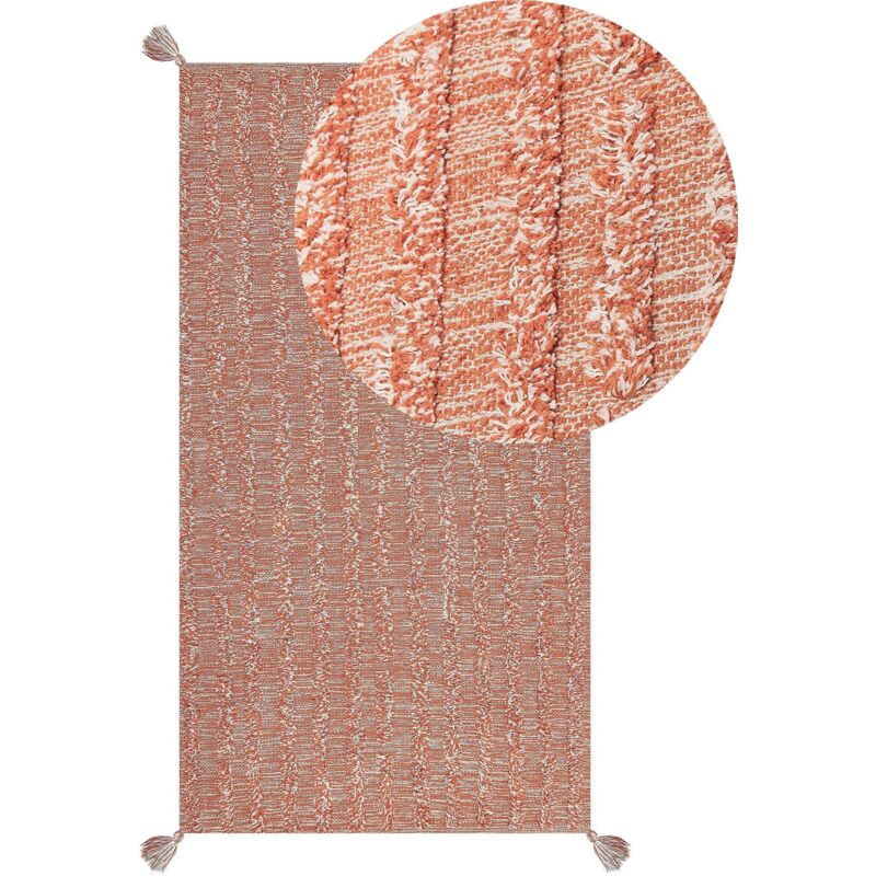 Beliani Teppich Mugla Orange 80 X 150 Cm Baumwolle