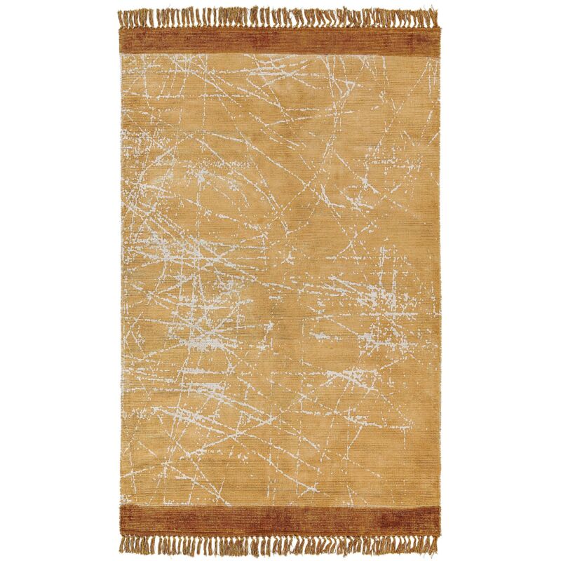 Beliani - Teppich Orange Viskose 140 X 200 Cm Kurzflor Abstraktes Design Rechteckig Wohnzimmer Schlafzimmer Flur