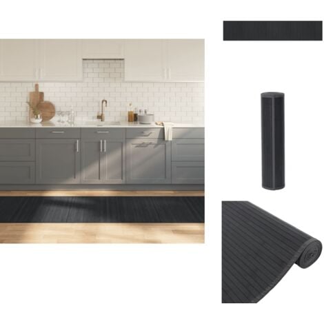 Teppich Rechteckig Grau 80x400 cm Bambus - Bambus Teppich - Grauer Teppich - Wohnraum Teppich - Flur Teppich - Rutschfester Teppich