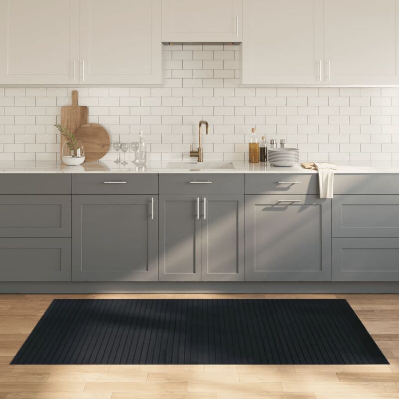 Teppich Rechteckig Grau 100x200 Cm Bambus Vidaxl