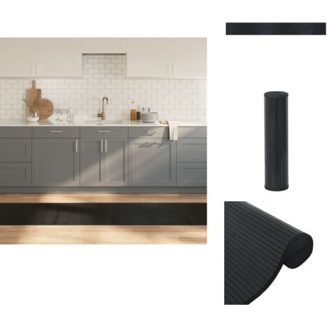 Teppich Rechteckig Schwarz 60x500 cm Bambus - Bambus Teppich - Wohnzimmer Teppich - Flur Teppich - Rutschfeste Oberfläche - Naturfaser Teppich
