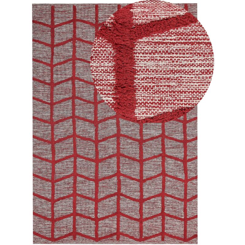Beliani Teppich Sivas Rot 160 X 230 Cm Baumwolle