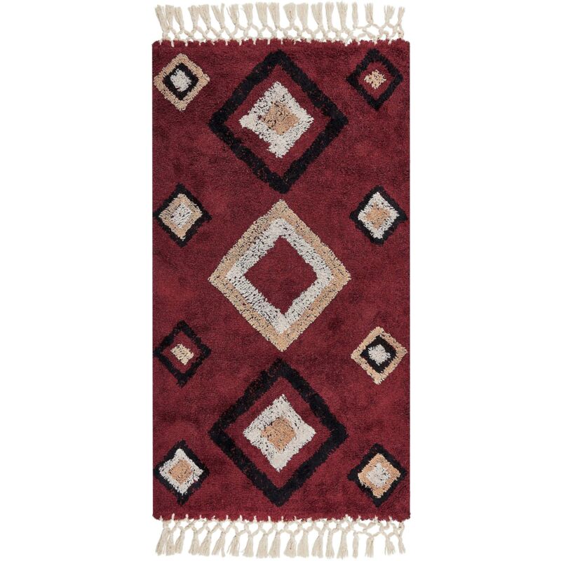 Beliani Teppich Siirt Rot 80 X 150 Cm Baumwolle