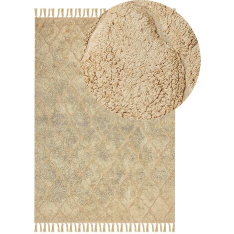 Teppich SANLIURFA Sandbeige 140 x 200 cm Baumwolle