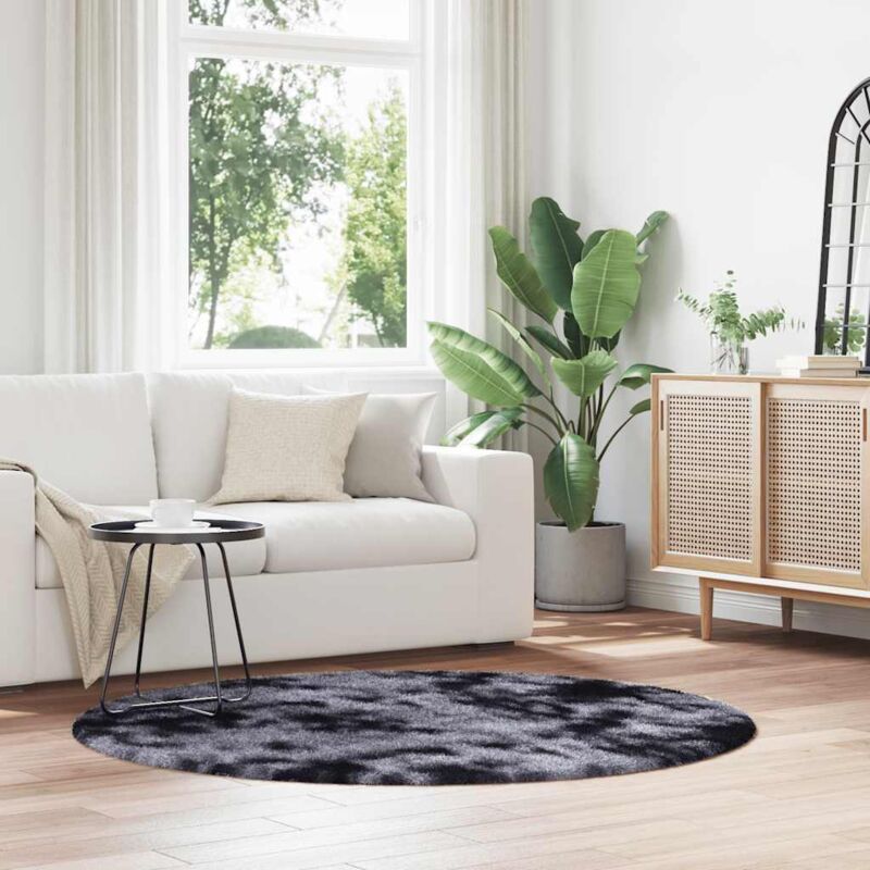 Teppich Shaggy Hochflor Navarra Dunkelgrau 160x160 Cm Polyester Vidaxl
