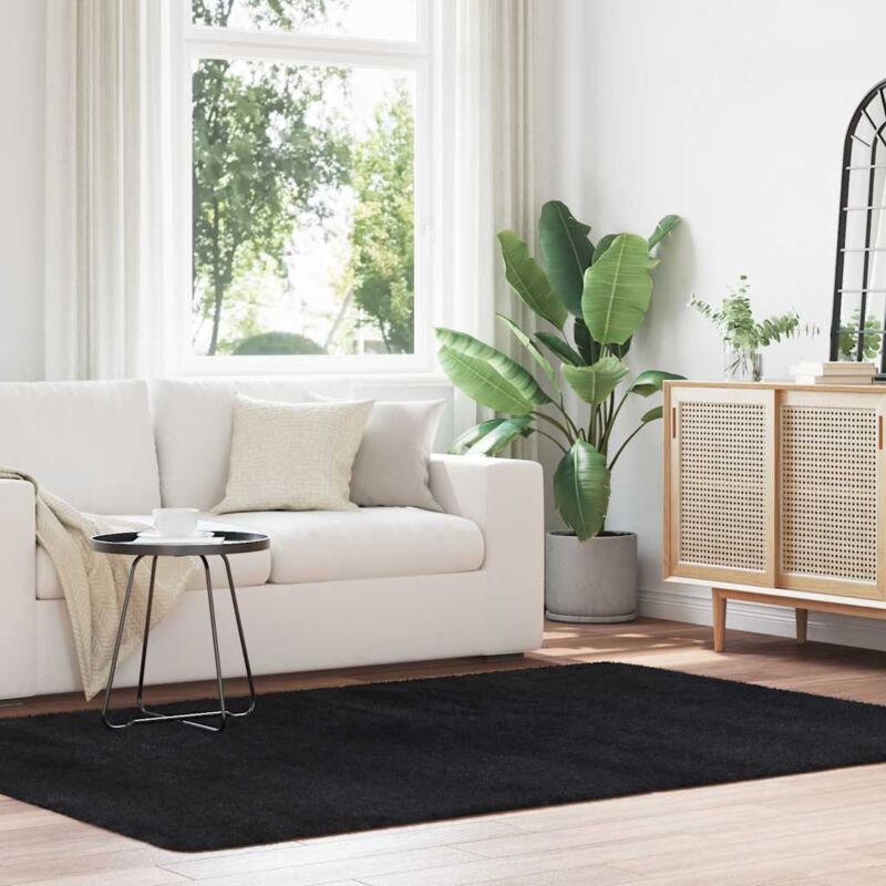 Teppich Shaggy Hochflor Navarra Schwarz 160x230 Cm Polyester Vidaxl