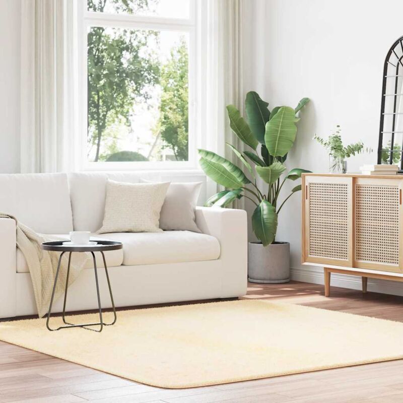Vidaxl Teppich Shaggy Hochflor Navarra Creme 200x200 Cm Polyester