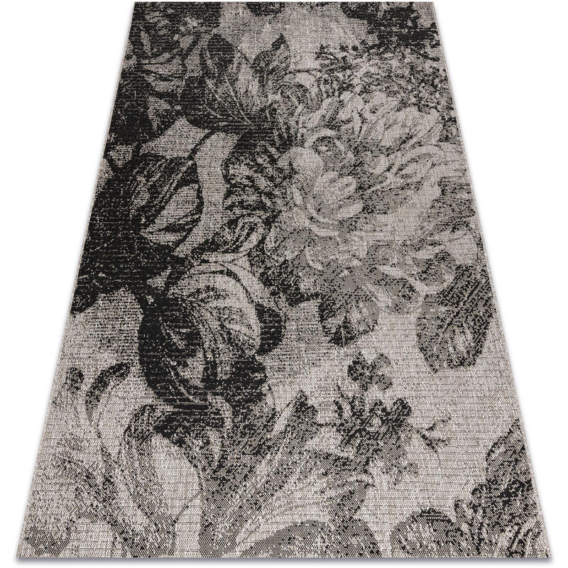 Rugsx - teppich sizal floorlux 20491 blumen silber / schwarz beige 60x110 cm