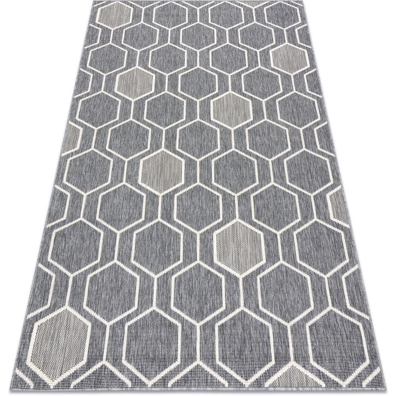 Rugsx - Teppich SPRING 20404332 Sechseck Sisal, geschlungen - grau Grau und Silbertönen 120x170 cm