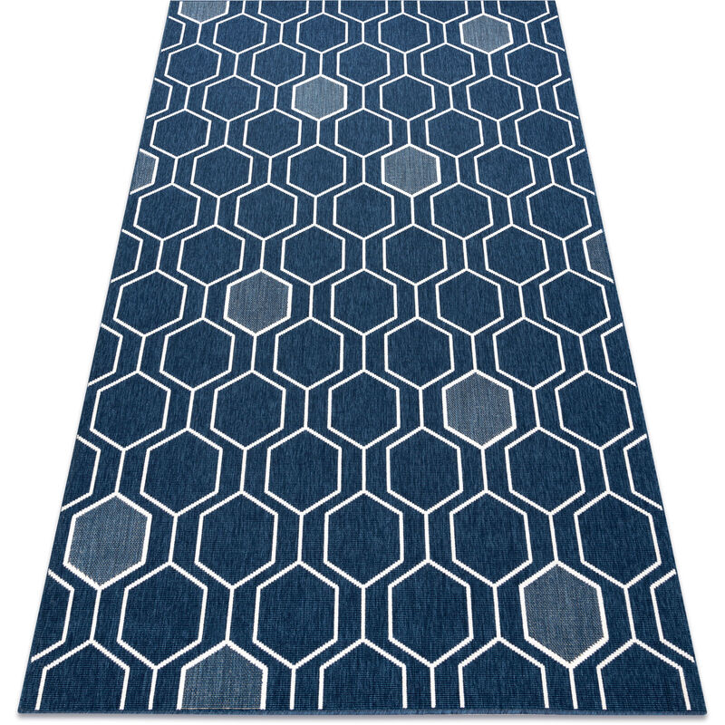 Rugsx - Teppich SPRING 20404994 Sechseck Sisal, geschlungen - blau Blautönen 140x200 cm