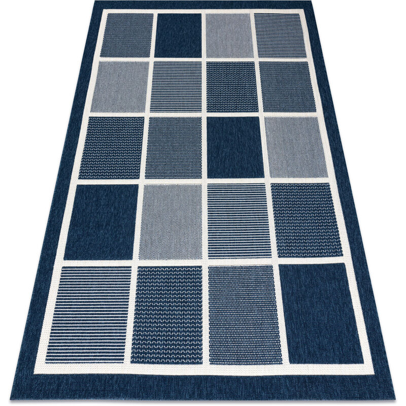 Rugsx - Teppich SPRING 20426994 Quadrate, Rahmen geschlungen - blau Blautönen 120x170 cm