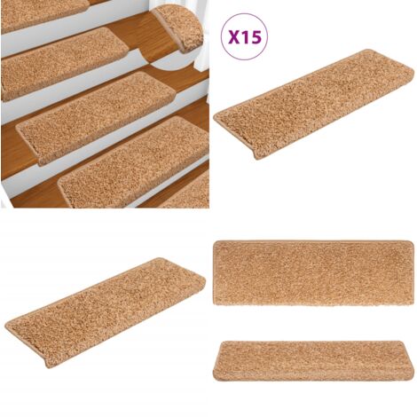 Teppich-Treppenstufen 15 Stk. 65x21x4 cm Beige - Teppich Für Treppen - Treppenläufer - Treppenmatten - Rutschfeste Treppenmatten - Beige Treppenmatte - Home & Living