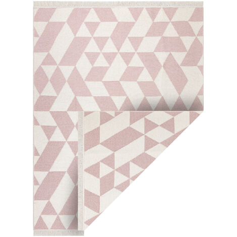 Teppich TWIN 22992 geometrisch, Baumwolle, doppelseitig, Ökologische Fransen - rosa / creme pink 140x190 cm