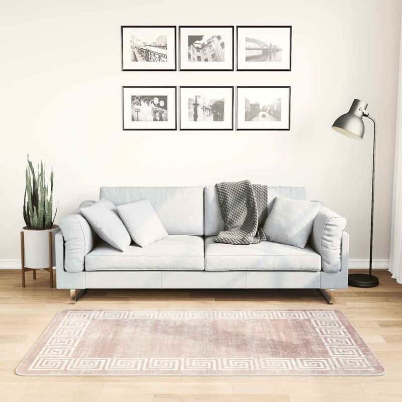 Teppich Waschbar 80x150 Cm Beige Rutschfest Vidaxl
