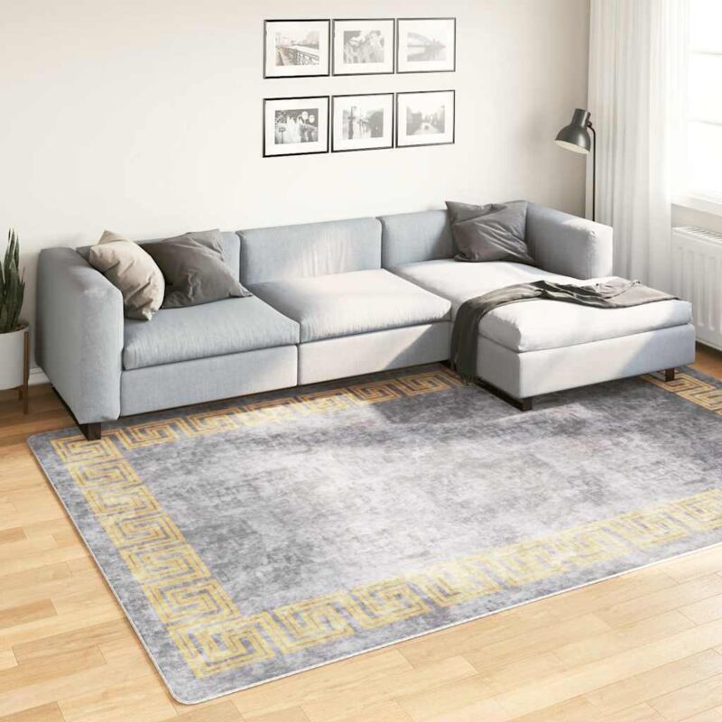 Teppich Waschbar Grau 190x300 Cm Rutschfest - Vidaxl