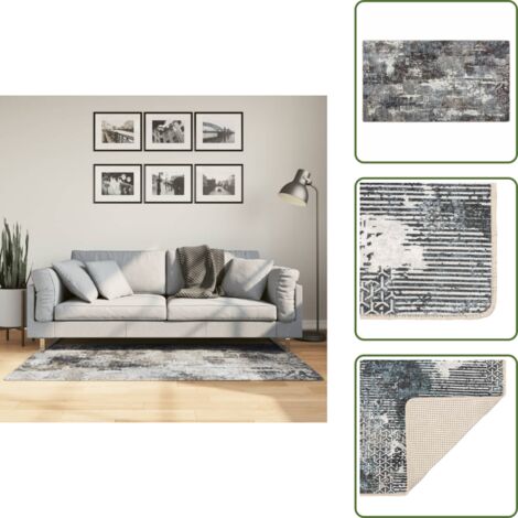 Teppich Waschbar Mehrfarbig 80x150 cm Rutschfest - Samt Teppich - Wohnzimmerteppich - Flurmatte - Multifarben Teppich - Digitaldruck Teppich