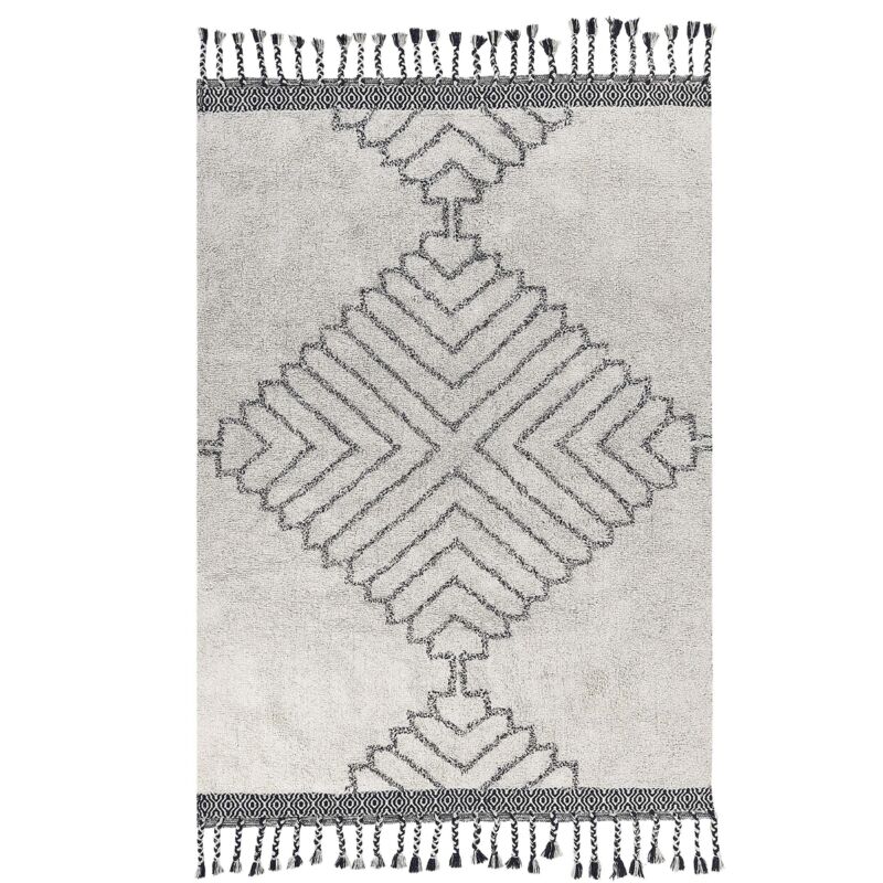 Beliani Teppich Eray Hellbeige 140 X 200 Cm Baumwolle