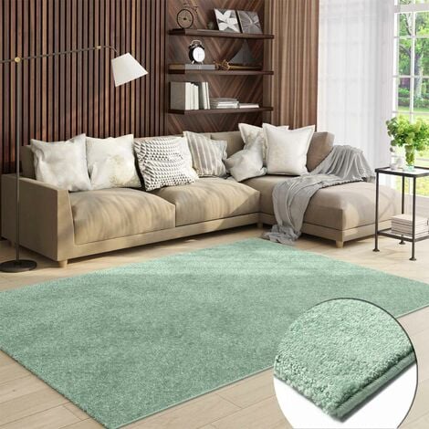Teppich Wohnzimmer Kurzflor Einfarbig für Schlafzimmer kinderzimmer weicher pflegeleichter, versch.- Größen, Farben,Grün, 160x220 cm