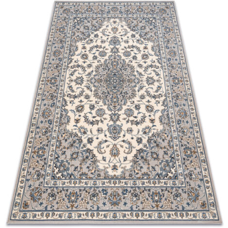 Teppich Wolle NAIN Ornament, Rahmen, 7335/51635 beige / blau beige 80x150 cm