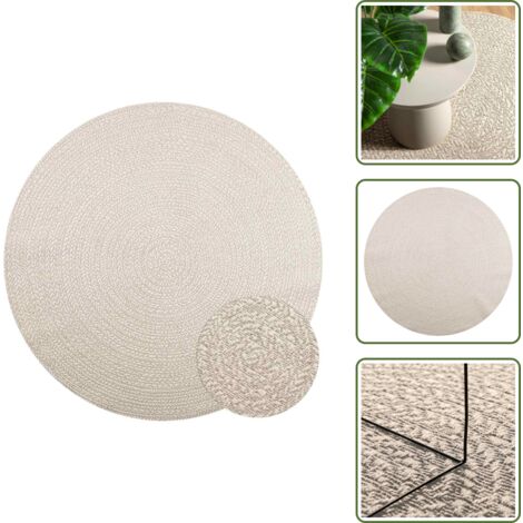 Teppich ZIZUR Creme Ø 200 cm Jute-Optik Indoor und Outdoor - Teppich - Außenteppich - Fußmatte - Bodenmatte