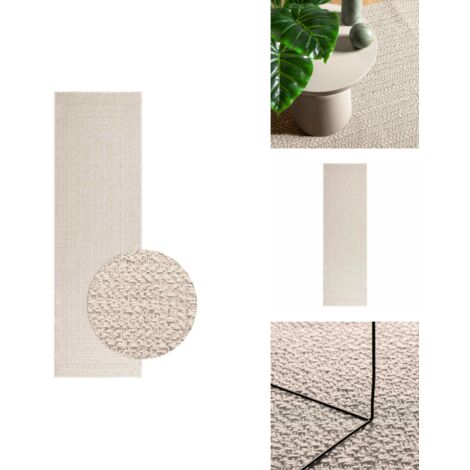 Teppich ZIZUR Creme 80x250 cm Jute-Optik Indoor und Outdoor - Teppich - Außenteppich - Fußmatte - Bodenmatte