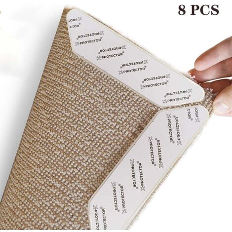 Teppichklebeband, 8er-Pack, doppelseitig, waschbar, abnehmbar, rutschfest, fixiert Teppiche sicher, verhindert das Aufrollen des Teppichs, geeignet für Holzböden