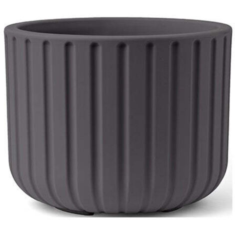 Vaso O Sottovaso Tondo FESTONATO In Resina, Colore Bianco, 50x38H Cm, Effetto Cemento