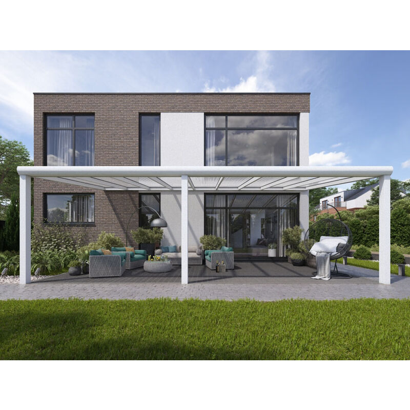 Preisvergleich für Terrassenüberdachung aus Aluminium in Matt Weiß in ...
