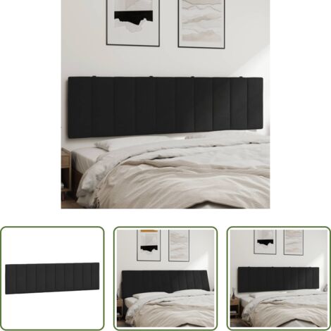 Terciopelo -  Cabecero de cama acolchado Hanko terciopelo negro 180 cm