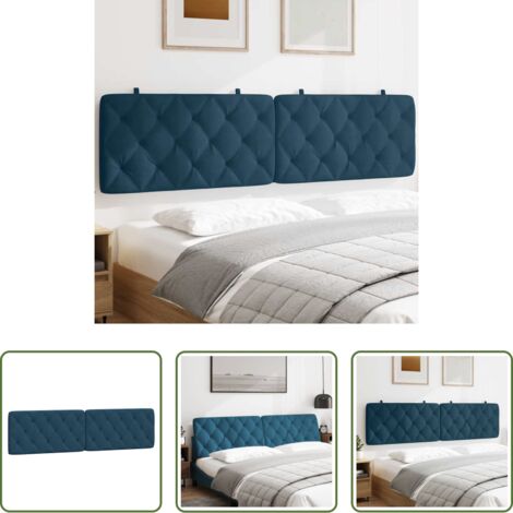 Terciopelo -  Cabecero de cama acolchado terciopelo azul 200 cm