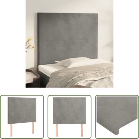 Terciopelo -  Cabecero de cama gris claro 90x5x118/128 cm Terciopelo