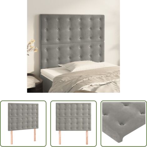 Terciopelo -  Cabecero de cama gris claro 90x5x118/128 cm Terciopelo