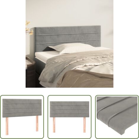 Terciopelo gris claro -  Cabecero de terciopelo gris claro 90x5x78/88 cm