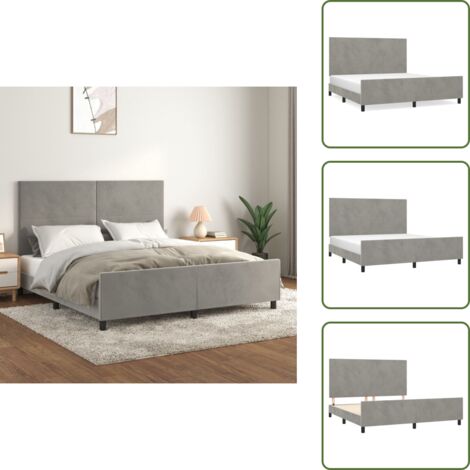 Terciopelo gris claro - vidaXL Estructura de cama con cabecero terciopelo gris claro 180x200cm - Cama ajustable