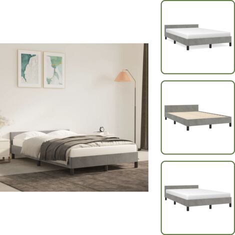 Terciopelo gris claro - vidaXL Estructura de cama sin colchón terciopelo gris claro 120x190 cm - Cama con cabecero