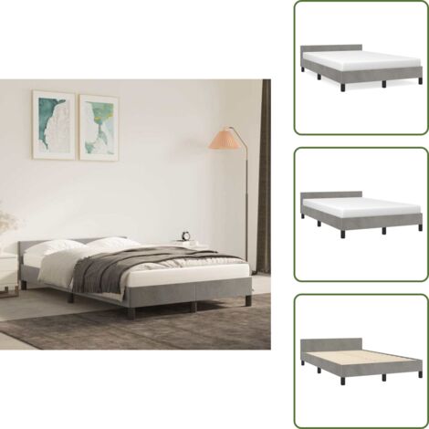 Terciopelo gris claro - vidaXL Estructura de cama sin colchón terciopelo gris claro 120x200 cm - Cama de madera