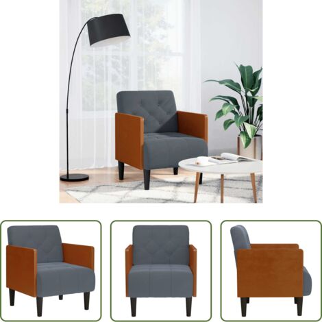 Terciopelo gris oscuro - Sillón con reposabrazos Terciopelo Gris Oscuro 55 cm