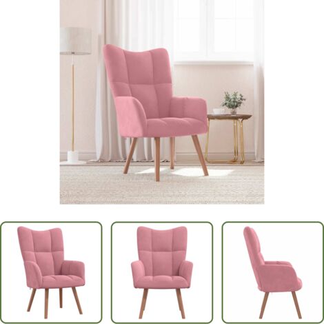 Terciopelo rosa -  Sillón de relax de terciopelo rosa