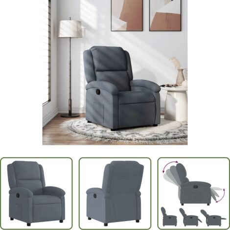 Terciopelo -  Sillón reclinable de terciopelo gris oscuro
