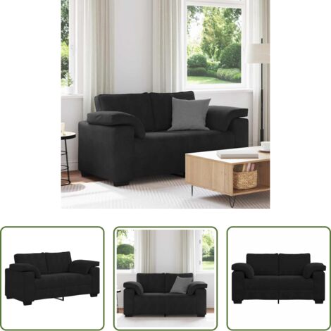 Terciopelo -  Sofá Loveseat Terciopelo Negro 160x77x82 cm