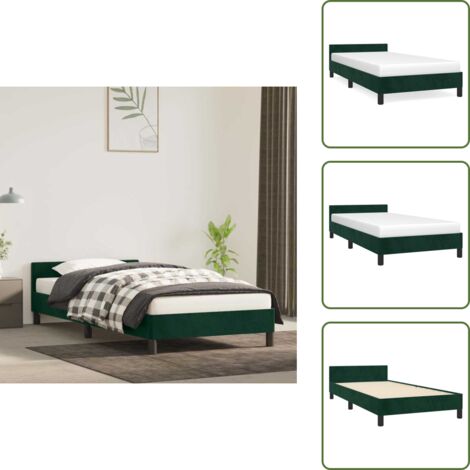 Terciopelo verde oscuro - vidaXL Estructura cama sin colchón terciopelo verde oscuro 100x200 cm - Cama de madera