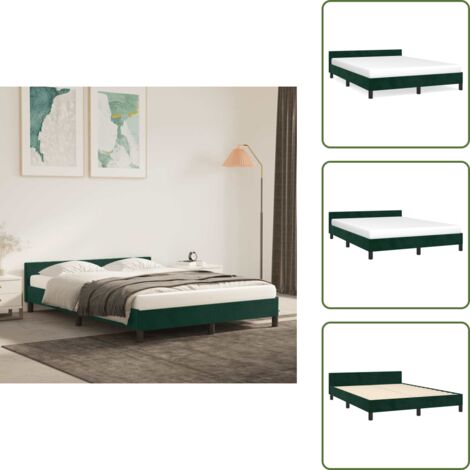 Terciopelo verde oscuro - vidaXL Estructura cama sin colchón terciopelo verde oscuro 140x190 cm - Cama de madera