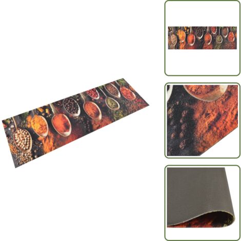 Terciopelo - vidaXL Alfombra de cocina lavable terciopelo cuchara especias 60x180cm - Cuchara