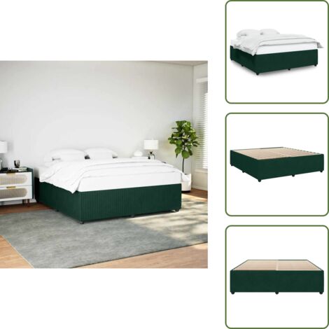 Terciopelo - vidaXL Estructura cama sin colchón terciopelo verde oscuro 180x200 cm - Soporte para colchón