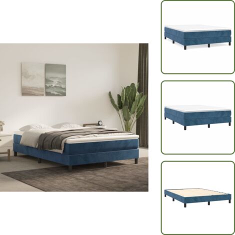 Terciopelo - vidaXL Estructura de cama con somier terciopelo azul oscuro 140x190cm - Cama azul oscuro