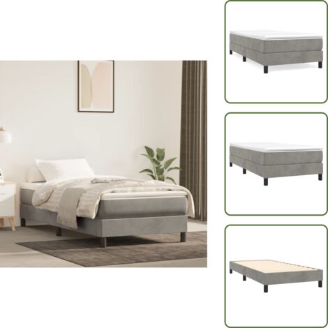 Terciopelo - vidaXL Estructura de cama con somier terciopelo gris claro 80x200 cm - Cama gris claro