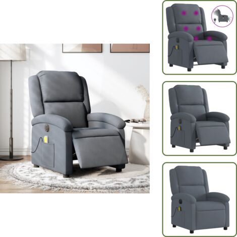 Terciopelo - vidaXL Sillón reclinable de masaje eléctrico terciopelo gris oscuro - Asiento cómodo
