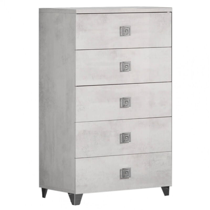 Teresa - Chiffonnier 5 Tiroirs Aspect Béton Ciré