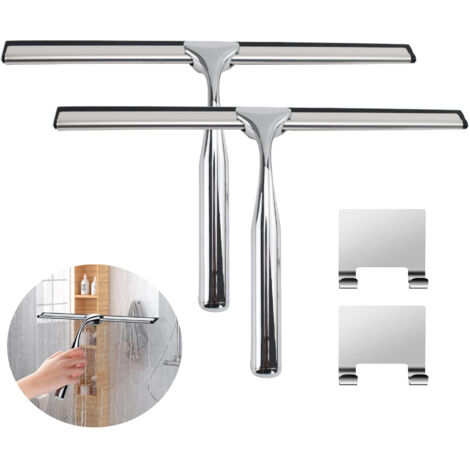 Tergicristallo per doccia in acciaio inox 2 pezzi per porte in vetro, tergivetro multiuso in acciaio inox con ganci, tergivetro per finestre